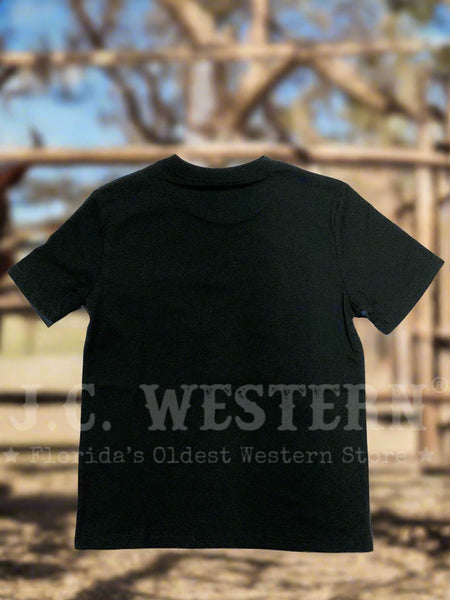 Rock & Roll Denim BB21T07441 Kids Bronco Rider Graphic Tee Black back view. If you need any assistance with this item or the purchase of this item please call us at five six one seven four eight eight eight zero one Monday through Saturday 10:00a.m EST to 8:00 p.m EST