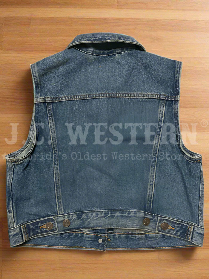 Levi's A74370009 Womens XS Vest Denim front view. If you need any assistance with this item or the purchase of this item please call us at five six one seven four eight eight eight zero one Monday through Saturday 10:00a.m EST to 8:00 p.m EST