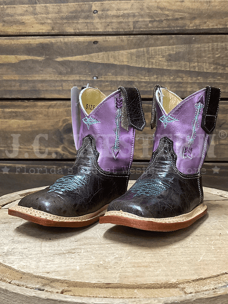 Roper 09-016-7912-8805 Infants Cowbabies Arrows Boot Brown Pink side / front view. If you need any assistance with this item or the purchase of this item please call us at five six one seven four eight eight eight zero one Monday through Saturday 10:00a.m EST to 8:00 p.m EST
