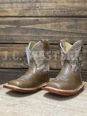 Roper 09-016-7912-8801 Infants Cowbabies Bull Rider Boot Tan side / front view. If you need any assistance with this item or the purchase of this item please call us at five six one seven four eight eight eight zero one Monday through Saturday 10:00a.m EST to 8:00 p.m EST