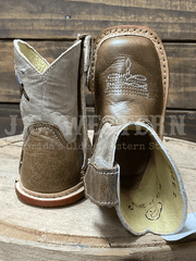 Roper 09-016-7912-8801 Infants Cowbabies Bull Rider Boot Tan back and toe view. If you need any assistance with this item or the purchase of this item please call us at five six one seven four eight eight eight zero one Monday through Saturday 10:00a.m EST to 8:00 p.m EST