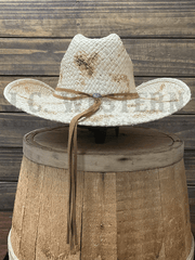Stetson SSFLTR-7434 FLATROCK Straw Cowboy Hat Natural Burnt back view. If you need any assistance with this item or the purchase of this item please call us at five six one seven four eight eight eight zero one Monday through Saturday 10:00a.m EST to 8:00 p.m EST