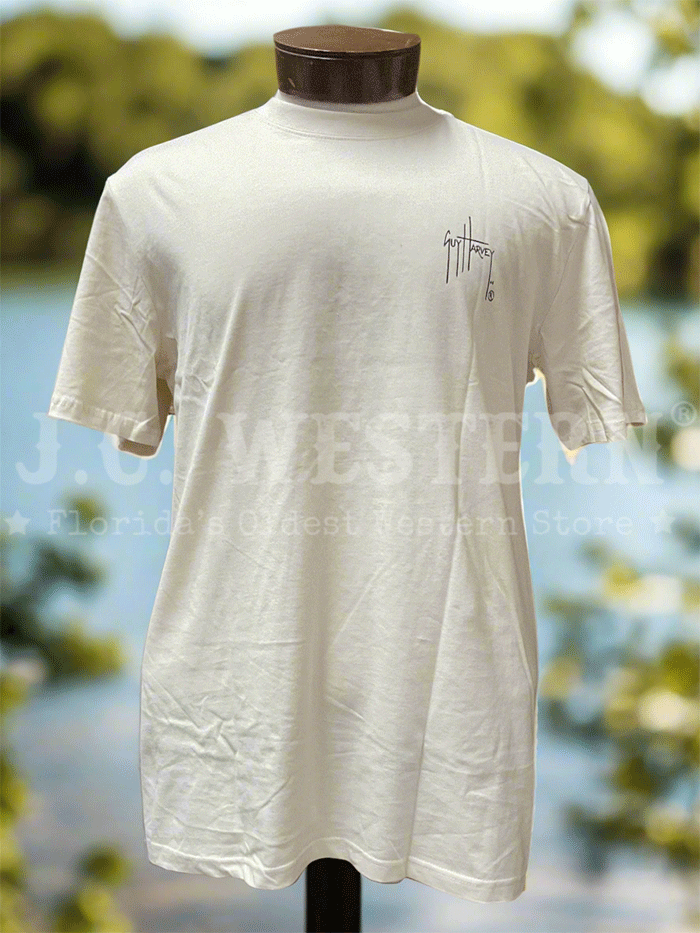 Guy Harvey GHV56924-BWH Mens Short Sleeve T-Shirt Bone White back view. If you need any assistance with this item or the purchase of this item please call us at five six one seven four eight eight eight zero one Monday through Saturday 10:00a.m EST to 8:00 p.m EST