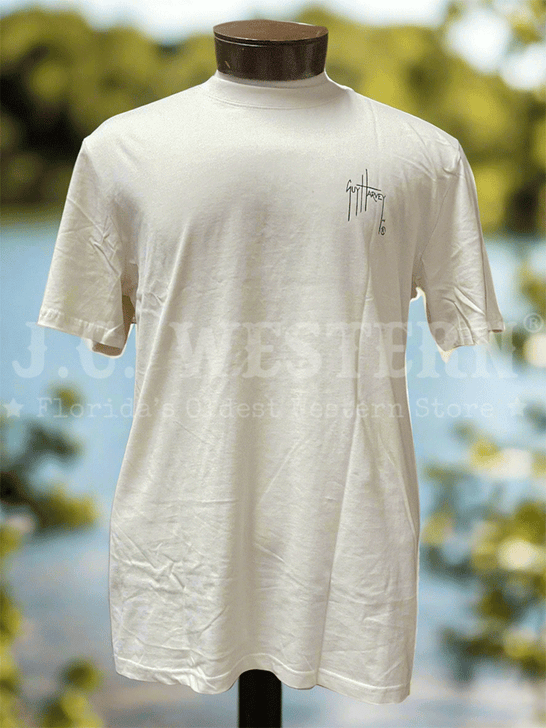 Guy Harvey GHV56924-BWH Mens Short Sleeve T-Shirt Bone White front view. If you need any assistance with this item or the purchase of this item please call us at five six one seven four eight eight eight zero one Monday through Saturday 10:00a.m EST to 8:00 p.m EST