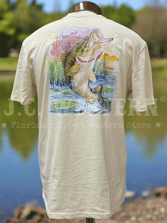 Guy Harvey GHV56924-BWH Mens Short Sleeve T-Shirt Bone White back view. If you need any assistance with this item or the purchase of this item please call us at five six one seven four eight eight eight zero one Monday through Saturday 10:00a.m EST to 8:00 p.m EST