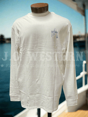 Guy Harvey GHV56933-BW Mens Long Sleeve T-Shirt Bright White front view. If you need any assistance with this item or the purchase of this item please call us at five six one seven four eight eight eight zero one Monday through Saturday 10:00a.m EST to 8:00 p.m EST