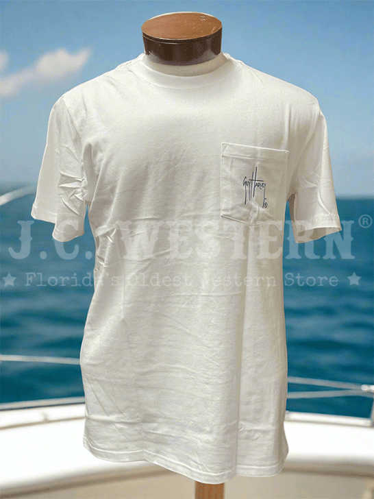 Guy Harvey GHV56931-BW Mens Short Sleeve T-Shirt Bright White front view. If you need any assistance with this item or the purchase of this item please call us at five six one seven four eight eight eight zero one Monday through Saturday 10:00a.m EST to 8:00 p.m EST