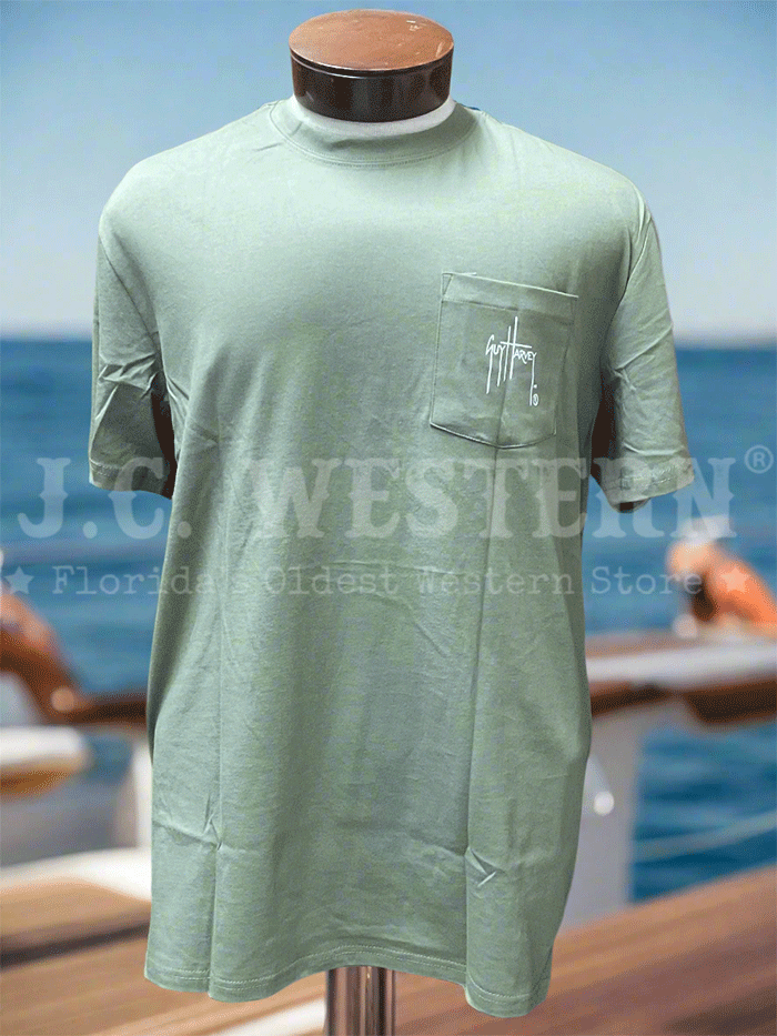 Guy Harvey GHV56931-DLG Mens Short Sleeve T-Shirt Deep Lichen Green back view. If you need any assistance with this item or the purchase of this item please call us at five six one seven four eight eight eight zero one Monday through Saturday 10:00a.m EST to 8:00 p.m EST