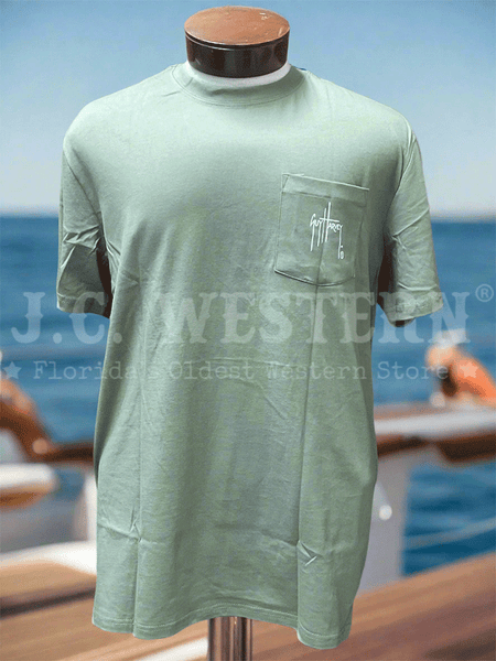 Guy Harvey GHV56931-DLG Mens Short Sleeve T-Shirt Deep Lichen Green front view. If you need any assistance with this item or the purchase of this item please call us at five six one seven four eight eight eight zero one Monday through Saturday 10:00a.m EST to 8:00 p.m EST