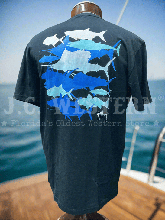 Guy Harvey GHV56931-CB Mens Short Sleeve T-Shirt Caviar Black back view. If you need any assistance with this item or the purchase of this item please call us at five six one seven four eight eight eight zero one Monday through Saturday 10:00a.m EST to 8:00 p.m EST