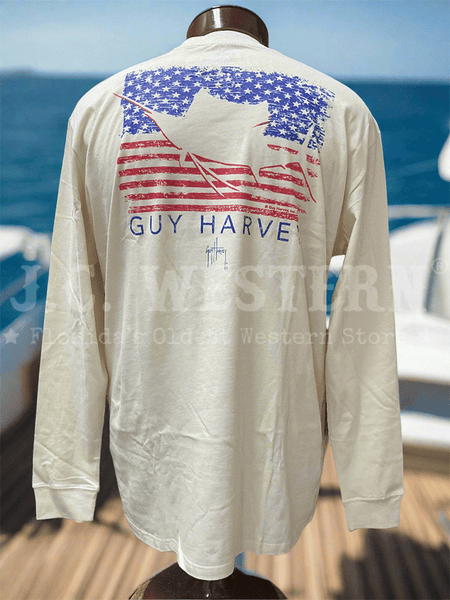 Guy Harvey GHV56933-BWH Mens Long Sleeve T-Shirt Bone White back view. If you need any assistance with this item or the purchase of this item please call us at five six one seven four eight eight eight zero one Monday through Saturday 10:00a.m EST to 8:00 p.m EST