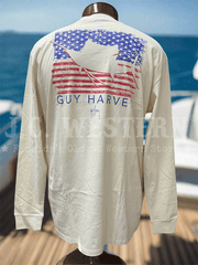 Guy Harvey GHV56933-BWH Mens Long Sleeve T-Shirt Bone White back view. If you need any assistance with this item or the purchase of this item please call us at five six one seven four eight eight eight zero one Monday through Saturday 10:00a.m EST to 8:00 p.m EST