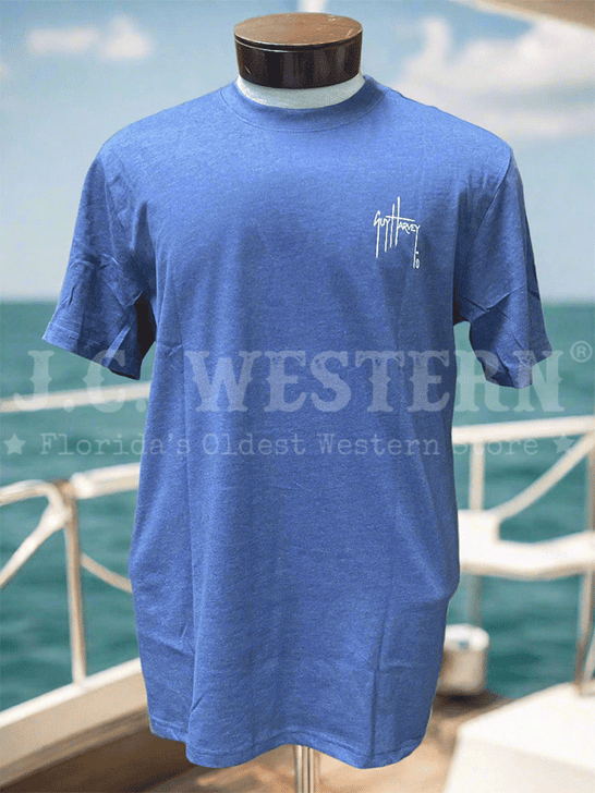 Guy Harvey GHV56924-CBH Mens Short Sleeve T-Shirt Crown Blue Heather front view. If you need any assistance with this item or the purchase of this item please call us at five six one seven four eight eight eight zero one Monday through Saturday 10:00a.m EST to 8:00 p.m EST