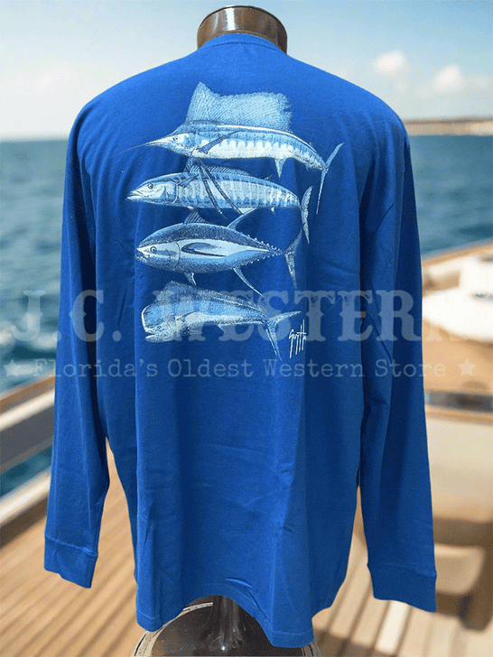 Guy Harvey GHV56933-SB Mens Long Sleeve T-Shirt State Blue