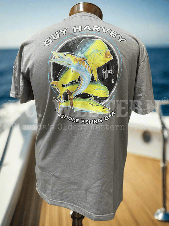 Guy Harvey GHV56924-CHR2 Mens Short Sleeve T-Shirt Charcoal Heather back view. If you need any assistance with this item or the purchase of this item please call us at five six one seven four eight eight eight zero one Monday through Saturday 10:00a.m EST to 8:00 p.m EST