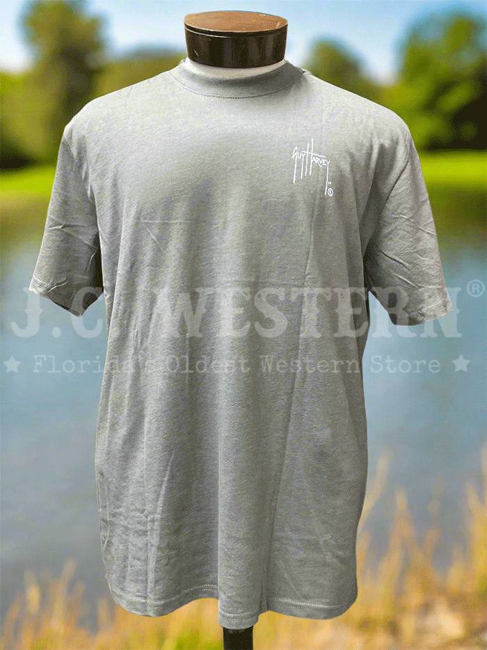 Guy Harvey GHV56924-CHR Mens Short Sleeve T-Shirt Charcoal Heather back view. If you need any assistance with this item or the purchase of this item please call us at five six one seven four eight eight eight zero one Monday through Saturday 10:00a.m EST to 8:00 p.m EST