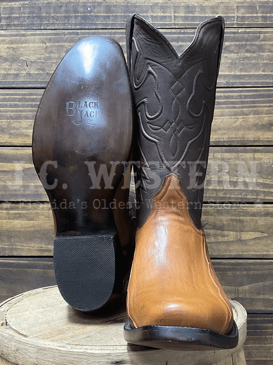 Black Jack BCGC1724-V3 Mens Kangaroo Tail Western Boot Burnished Cognac sole and front view. If you need any assistance with this item or the purchase of this item please call us at five six one seven four eight eight eight zero one Monday through Saturday 10:00a.m EST to 8:00 p.m EST