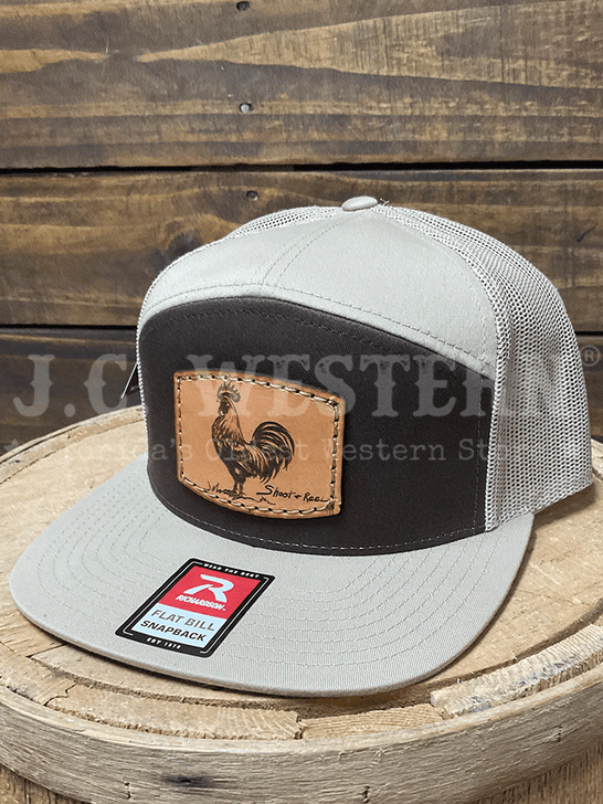 Shoot & Reel SR17-BK Rooster Patch Flat Bill Cap Brown Khaki side / front view. If you need any assistance with this item or the purchase of this item please call us at five six one seven four eight eight eight zero one Monday through Saturday 10:00a.m EST to 8:00 p.m EST