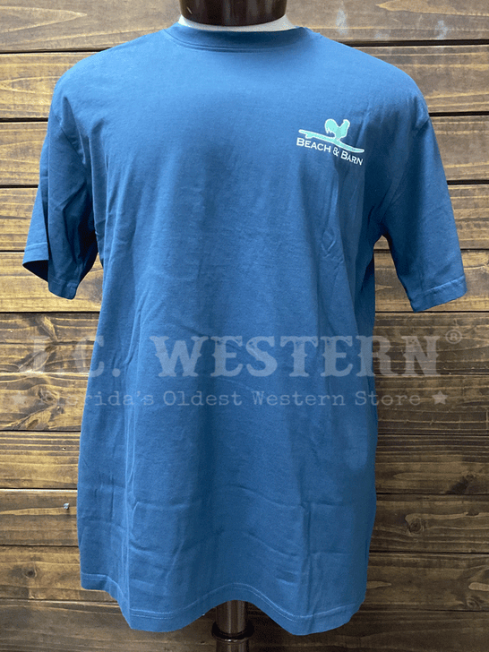 Beach & Barn OUTBOARD Short Sleeve T-Shirt Navy front view. If you need any assistance with this item or the purchase of this item please call us at five six one seven four eight eight eight zero one Monday through Saturday 10:00a.m EST to 8:00 p.m EST