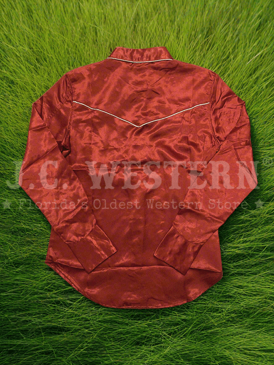 Cruel Denim CTW7466011 Womens Long Sleeve Snap Shirt Red Brown back view. If you need any assistance with this item or the purchase of this item please call us at five six one seven four eight eight eight zero one Monday through Saturday 10:00a.m EST to 8:00 p.m EST