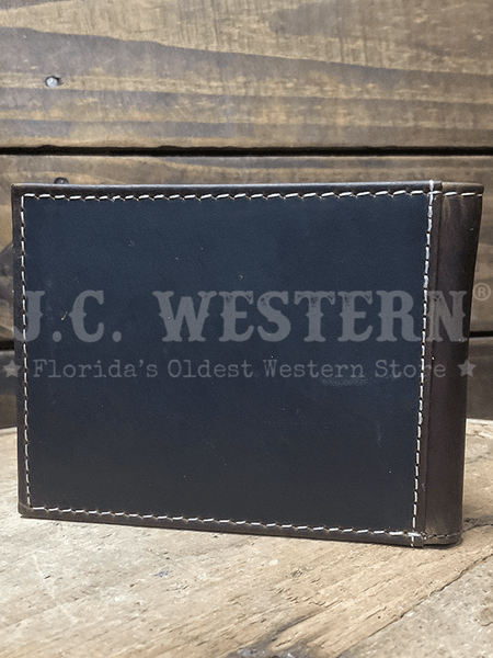 Ariat A3566502 Mens Bifold Pass Case Wallet Brown back view. If you need any assistance with this item or the purchase of this item please call us at five six one seven four eight eight eight zero one Monday through Saturday 10:00a.m EST to 8:00 p.m EST