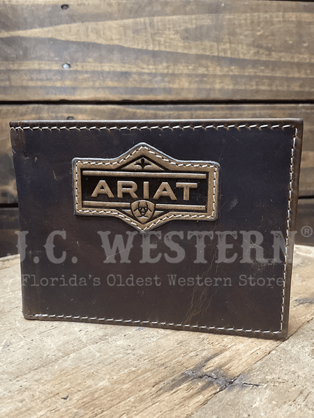 Ariat A3566502 Mens Bifold Pass Case Wallet Brown front view. If you need any assistance with this item or the purchase of this item please call us at five six one seven four eight eight eight zero one Monday through Saturday 10:00a.m EST to 8:00 p.m EST