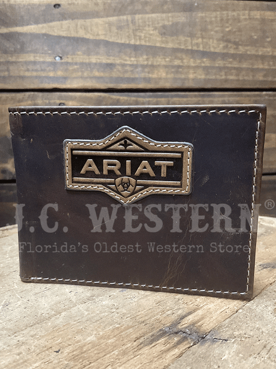 Ariat A3566502 Mens Bifold Pass Case Wallet Brown front view. If you need any assistance with this item or the purchase of this item please call us at five six one seven four eight eight eight zero one Monday through Saturday 10:00a.m EST to 8:00 p.m EST
