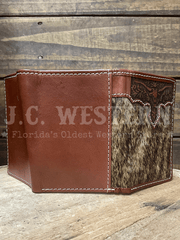Nocona N500048402 Mens LongHorn Trifold Wallet Brown outside view. If you need any assistance with this item or the purchase of this item please call us at five six one seven four eight eight eight zero one Monday through Saturday 10:00a.m EST to 8:00 p.m EST