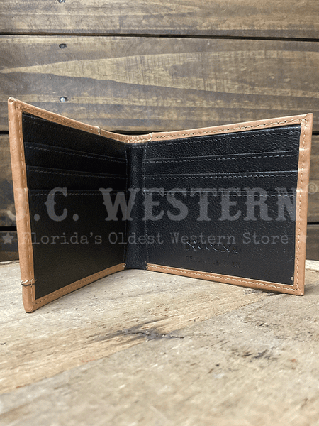 Nocona N500049008 Mens Tooled Overlay Feather Concho Bifold Wallet Tan inside view. If you need any assistance with this item or the purchase of this item please call us at five six one seven four eight eight eight zero one Monday through Saturday 10:00a.m EST to 8:00 p.m EST