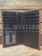 Nocona N5410402 Mens Hand Tooled And Star Concho Leather Wallet Brown inside view. If you need any assistance with this item or the purchase of this item please call us at five six one seven four eight eight eight zero one Monday through Saturday 10:00a.m EST to 8:00 p.m EST