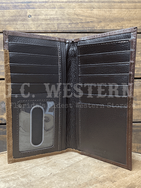Nocona N500044008 Mens Roughout Buck Lacing Rodeo Wallet Tan Bark inside view. If you need any assistance with this item or the purchase of this item please call us at five six one seven four eight eight eight zero one Monday through Saturday 10:00a.m EST to 8:00 p.m EST