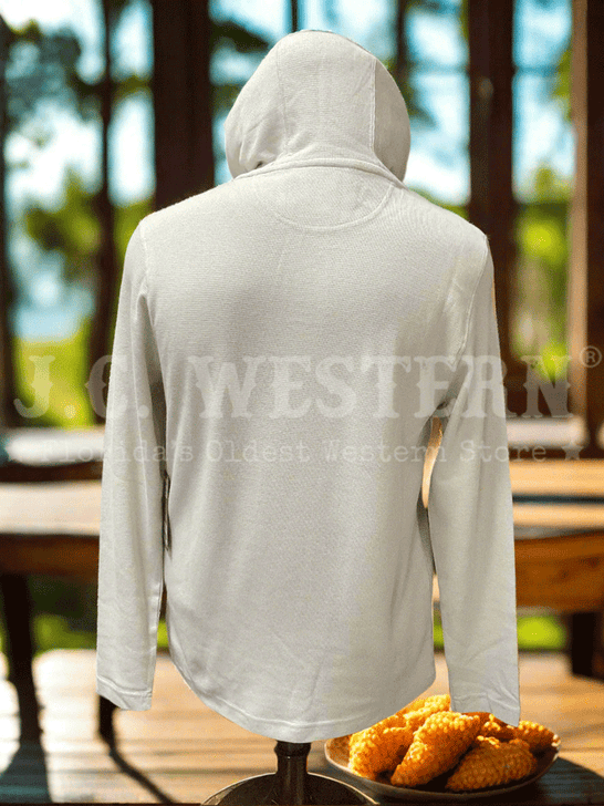 Beach & Barn CHICKEN & WAFFLES Henley Hoodie Sand Beige back view. If you need any assistance with this item or the purchase of this item please call us at five six one seven four eight eight eight zero one Monday through Saturday 10:00a.m EST to 8:00 p.m EST
