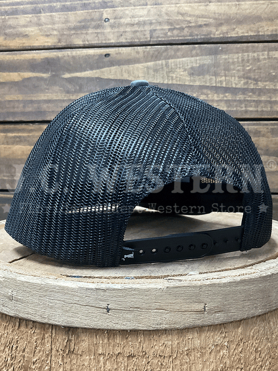 Local Boy Outfitters L3000308-CHB Fish Tails Trucker Hat Charcoal Black back view. If you need any assistance with this item or the purchase of this item please call us at five six one seven four eight eight eight zero one Monday through Saturday 10:00a.m EST to 8:00 p.m EST