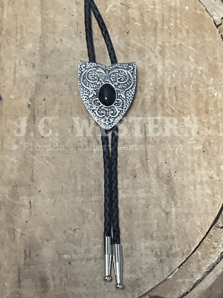 Double S 22410 Arrowhead Stone Bolo Tie Antique Silver front view. If you need any assistance with this item or the purchase of this item please call us at five six one seven four eight eight eight zero one Monday through Saturday 10:00a.m EST to 8:00 p.m EST