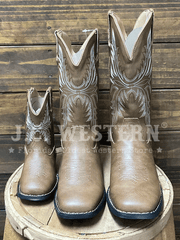 Roper 3691 Kids Luke Wide Square Toe Western Boot Tan full front view. If you need any assistance with this item or the purchase of this item please call us at five six one seven four eight eight eight zero one Monday through Saturday 10:00a.m EST to 8:00 p.m EST

