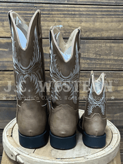 Roper 3691 Kids Luke Wide Square Toe Western Boot Tan back view. If you need any assistance with this item or the purchase of this item please call us at five six one seven four eight eight eight zero one Monday through Saturday 10:00a.m EST to 8:00 p.m EST
