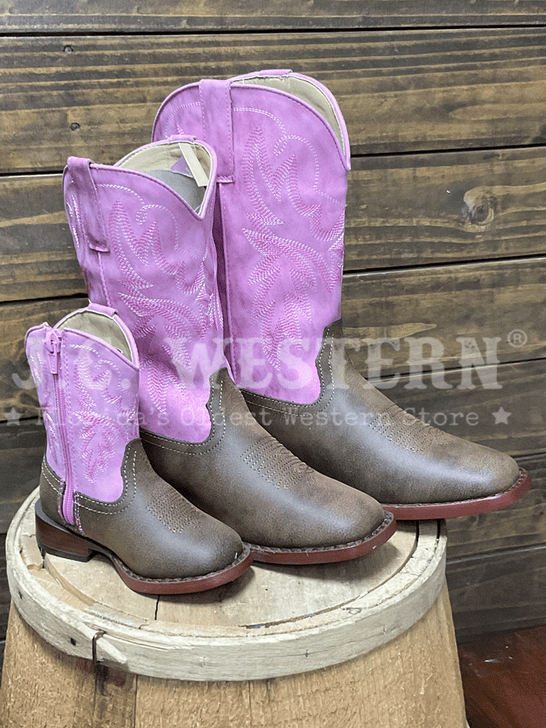 Roper 3692 Kids Gretchen Western Boot Pink Brown inner side view. If you need any assistance with this item or the purchase of this item please call us at five six one seven four eight eight eight zero one Monday through Saturday 10:00a.m EST to 8:00 p.m EST
