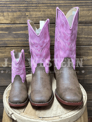 Roper 3692 Kids Gretchen Western Boot Pink Brown front view. If you need any assistance with this item or the purchase of this item please call us at five six one seven four eight eight eight zero one Monday through Saturday 10:00a.m EST to 8:00 p.m EST
