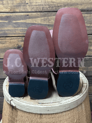 Roper 3692 Kids Gretchen Western Boot Pink Brown sole view. If you need any assistance with this item or the purchase of this item please call us at five six one seven four eight eight eight zero one Monday through Saturday 10:00a.m EST to 8:00 p.m EST
