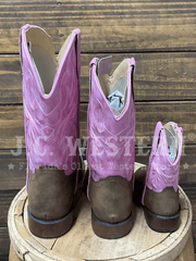Roper 3692 Kids Gretchen Western Boot Pink Brown back view. If you need any assistance with this item or the purchase of this item please call us at five six one seven four eight eight eight zero one Monday through Saturday 10:00a.m EST to 8:00 p.m EST