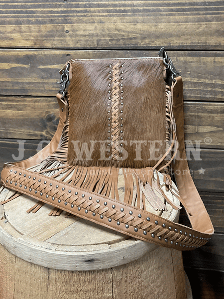 Montana West RLC-L186BR Womens Genuine Leather Hair On Fringe Crossbody Brown front view. If you need any assistance with this item or the purchase of this item please call us at five six one seven four eight eight eight zero one Monday through Saturday 10:00a.m EST to 8:00 p.m EST
