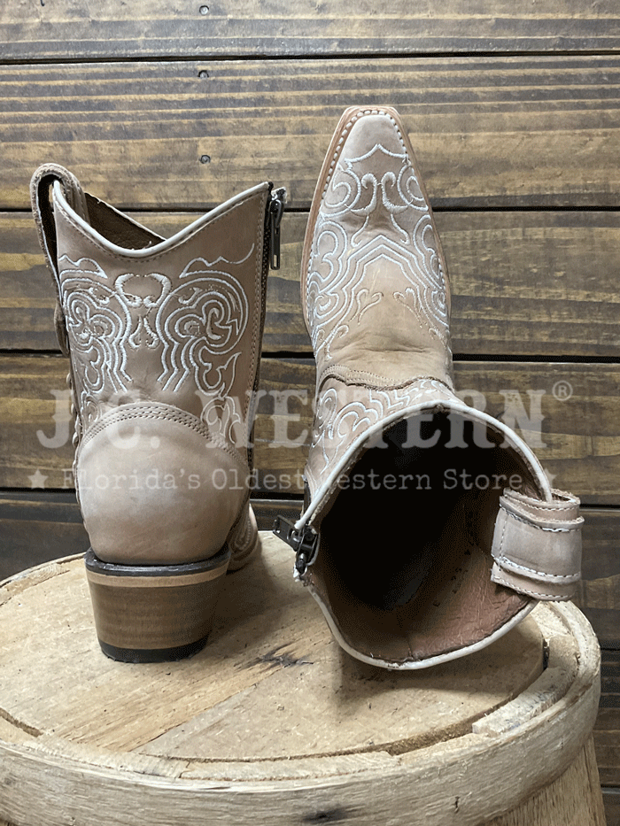 Circle G L8020 Ladies Embroidery Ankle Boot Sand Tan side view. If you need any assistance with this item or the purchase of this item please call us at five six one seven four eight eight eight zero one Monday through Saturday 10:00a.m EST to 8:00 p.m EST