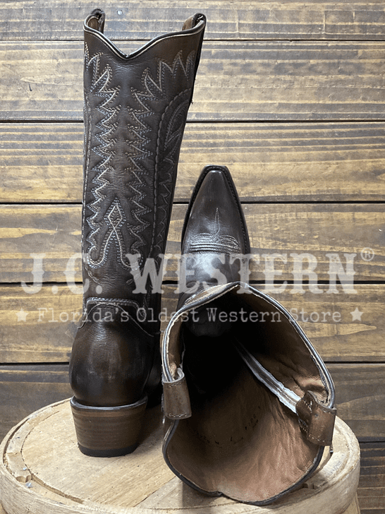 Circle G L8014 Ladies Embroidery Western Boot Dark Brown back and toe view. If you need any assistance with this item or the purchase of this item please call us at five six one seven four eight eight eight zero one Monday through Saturday 10:00a.m EST to 8:00 p.m EST