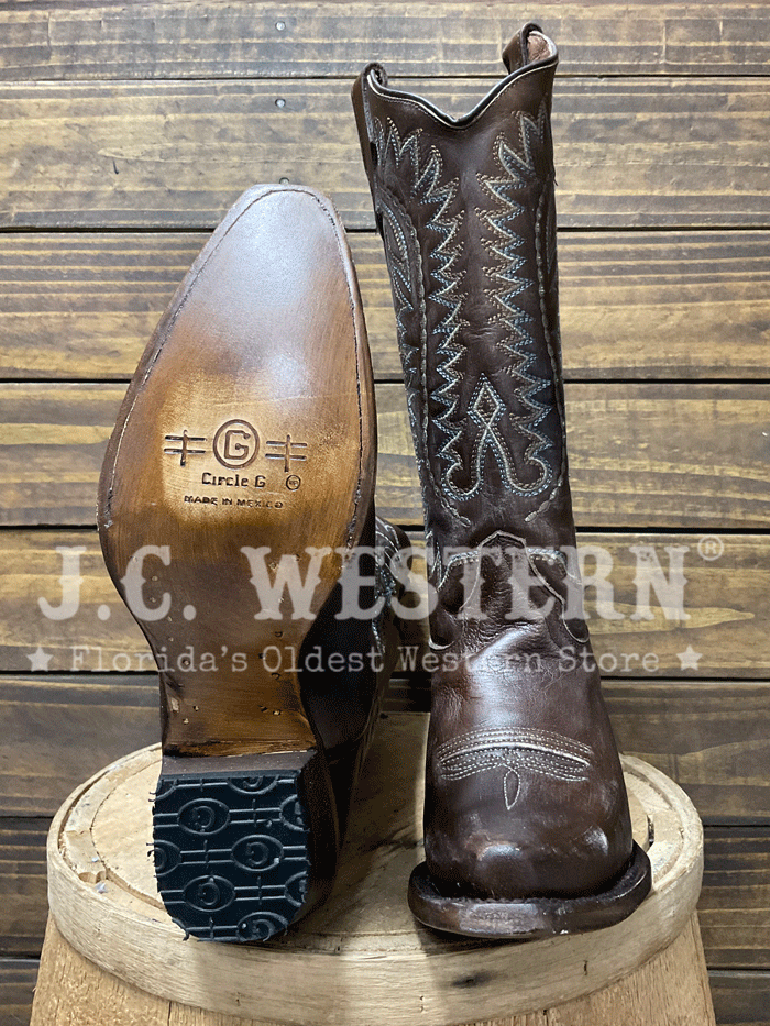 Circle G L8014 Ladies Embroidery Western Boot Dark Brown side view. If you need any assistance with this item or the purchase of this item please call us at five six one seven four eight eight eight zero one Monday through Saturday 10:00a.m EST to 8:00 p.m EST