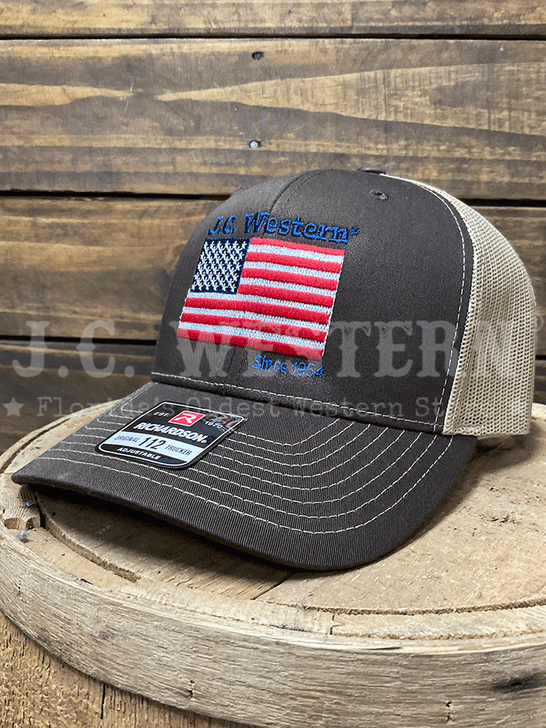 JC Western JCH3 Trucker Cap Dark Brown front / side view. If you need any assistance with this item or the purchase of this item please call us at five six one seven four eight eight eight zero one Monday through Saturday 10:00a.m EST to 8:00 p.m EST