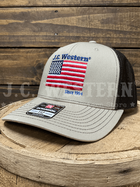 JC Western JCH5 Trucker Cap Tan front / side view. If you need any assistance with this item or the purchase of this item please call us at five six one seven four eight eight eight zero one Monday through Saturday 10:00a.m EST to 8:00 p.m EST