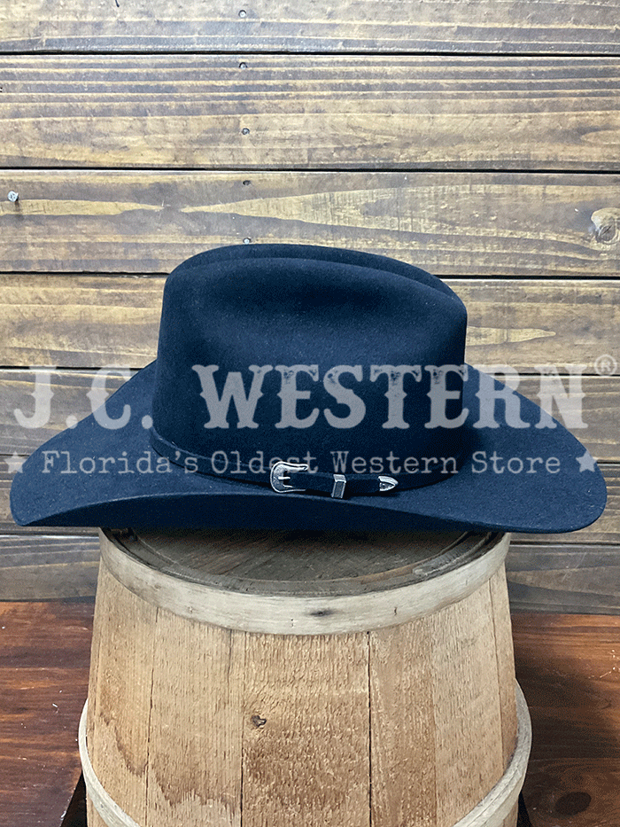 Resistol RFTCHG-684007 THE CHALLENGER 5X Felt Hat Black side / front view. If you need any assistance with this item or the purchase of this item please call us at five six one seven four eight eight eight zero one Monday through Saturday 10:00a.m EST to 8:00 p.m EST