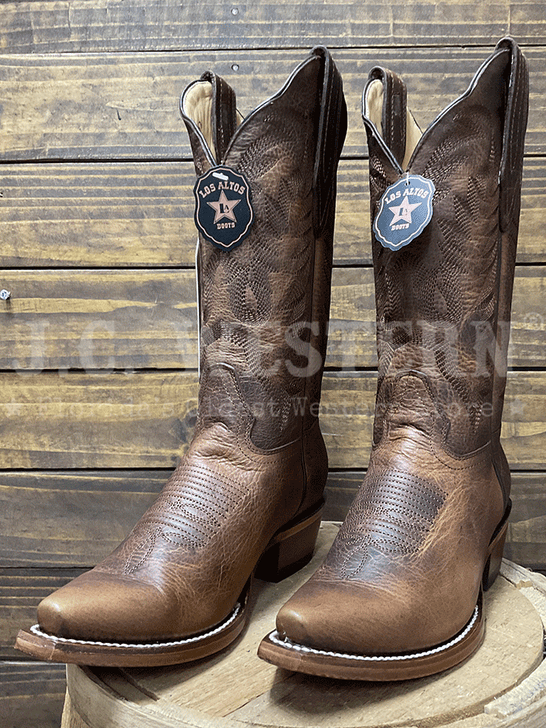Los Altos 34M9940 Ladies RAGE Snip Toe Western Boot Walnut font / side pair view. If you need any assistance with this item or the purchase of this item please call us at five six one seven four eight eight eight zero one Monday through Saturday 10:00a.m EST to 8:00 p.m EST
