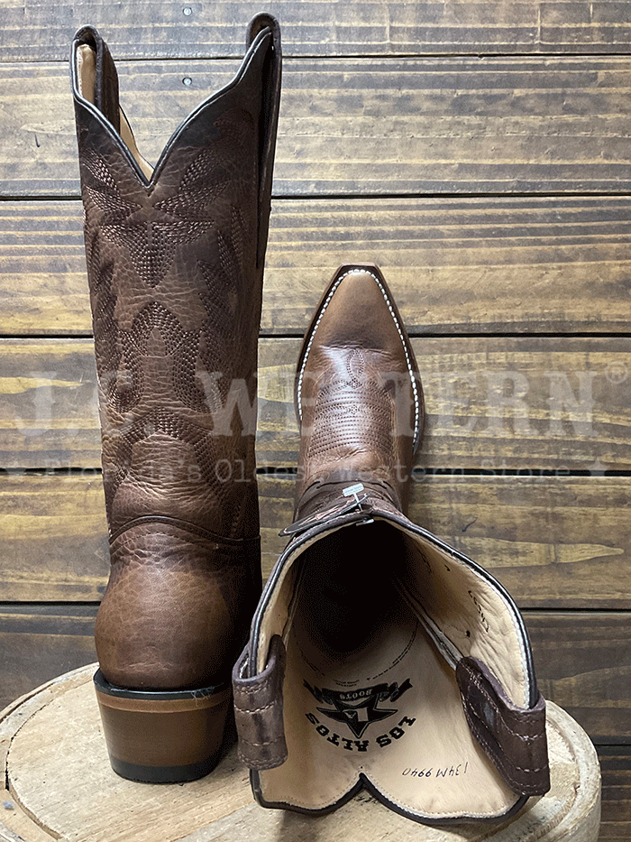 Los Altos 34M9940 Ladies RAGE Snip Toe Western Boot Walnut font / side pair view. If you need any assistance with this item or the purchase of this item please call us at five six one seven four eight eight eight zero one Monday through Saturday 10:00a.m EST to 8:00 p.m EST