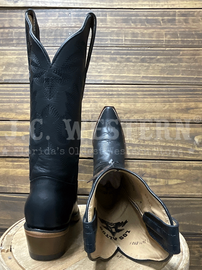 Los Altos 34M8905 Ladies VERGEL Snip Toe Western Boot Black side / front view pair. If you need any assistance with this item or the purchase of this item please call us at five six one seven four eight eight eight zero one Monday through Saturday 10:00a.m EST to 8:00 p.m EST